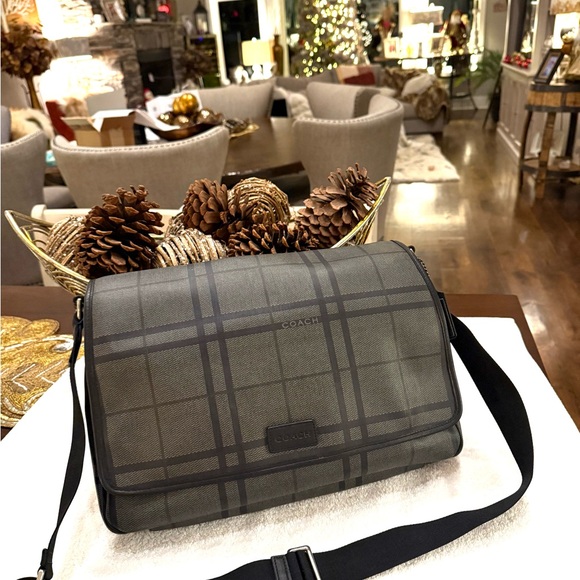 Coach Other - Coach Men's Checkered Messenger Bag - Black and Gray
